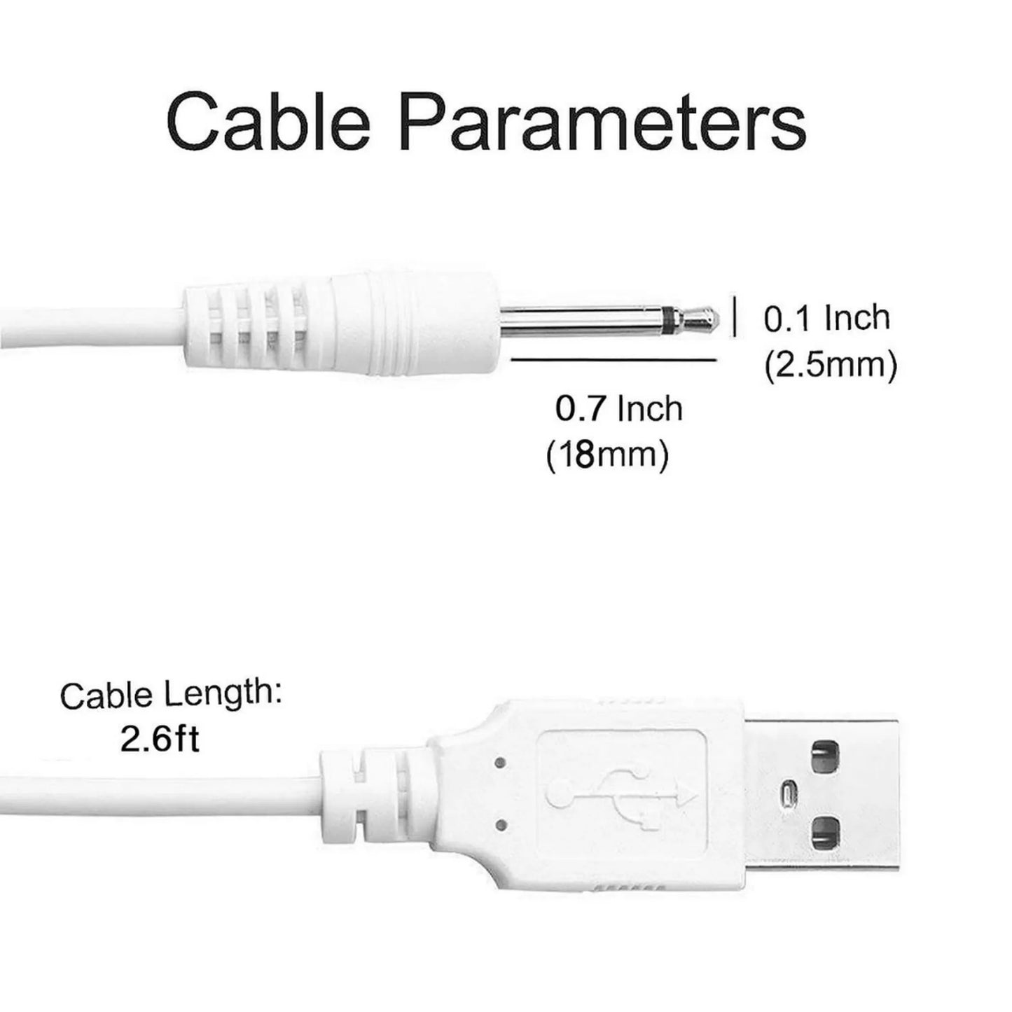 USB Charging Cable for Massager 2.5mm Fast Charging Replacement Charger Cord