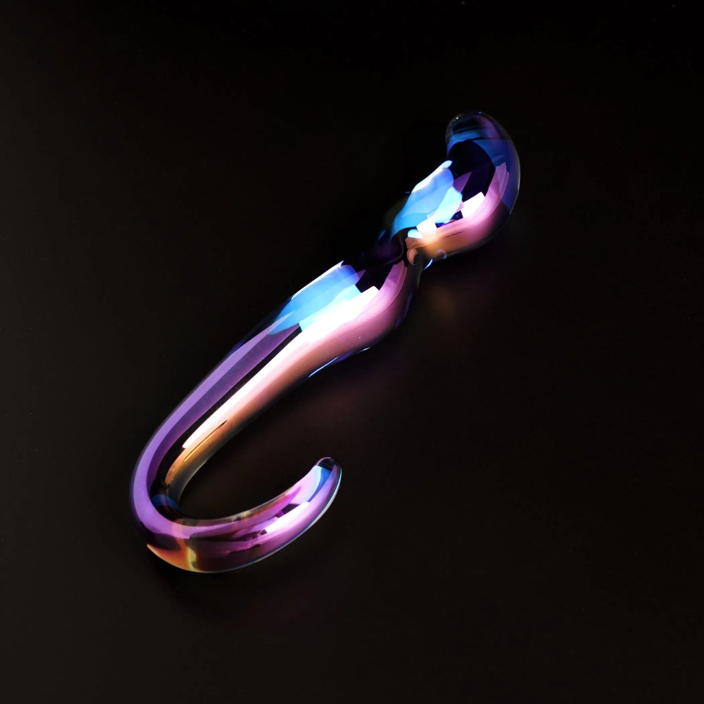 Blue Flame Color Curved Glass Dildo