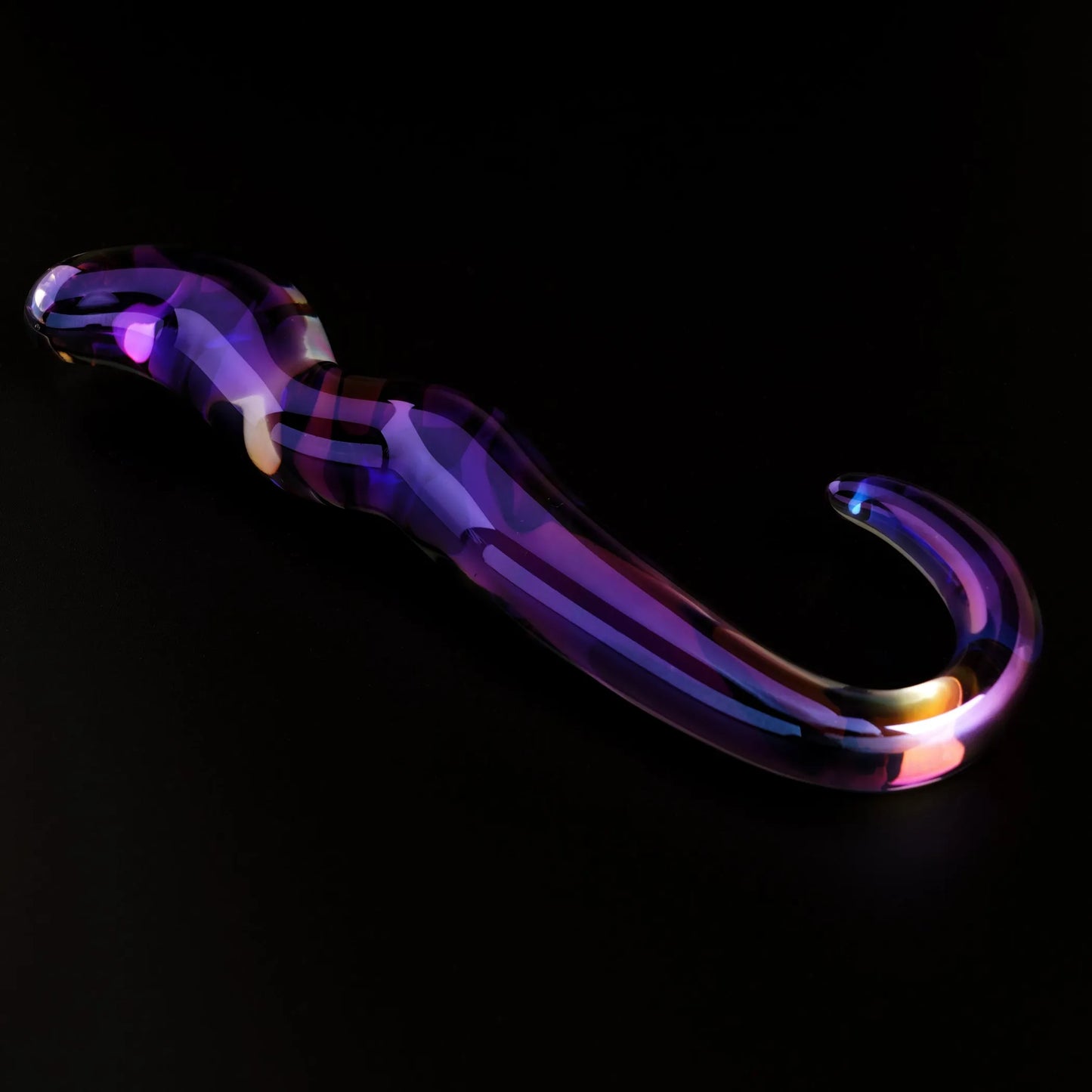 Blue Flame Color Curved Glass Dildo