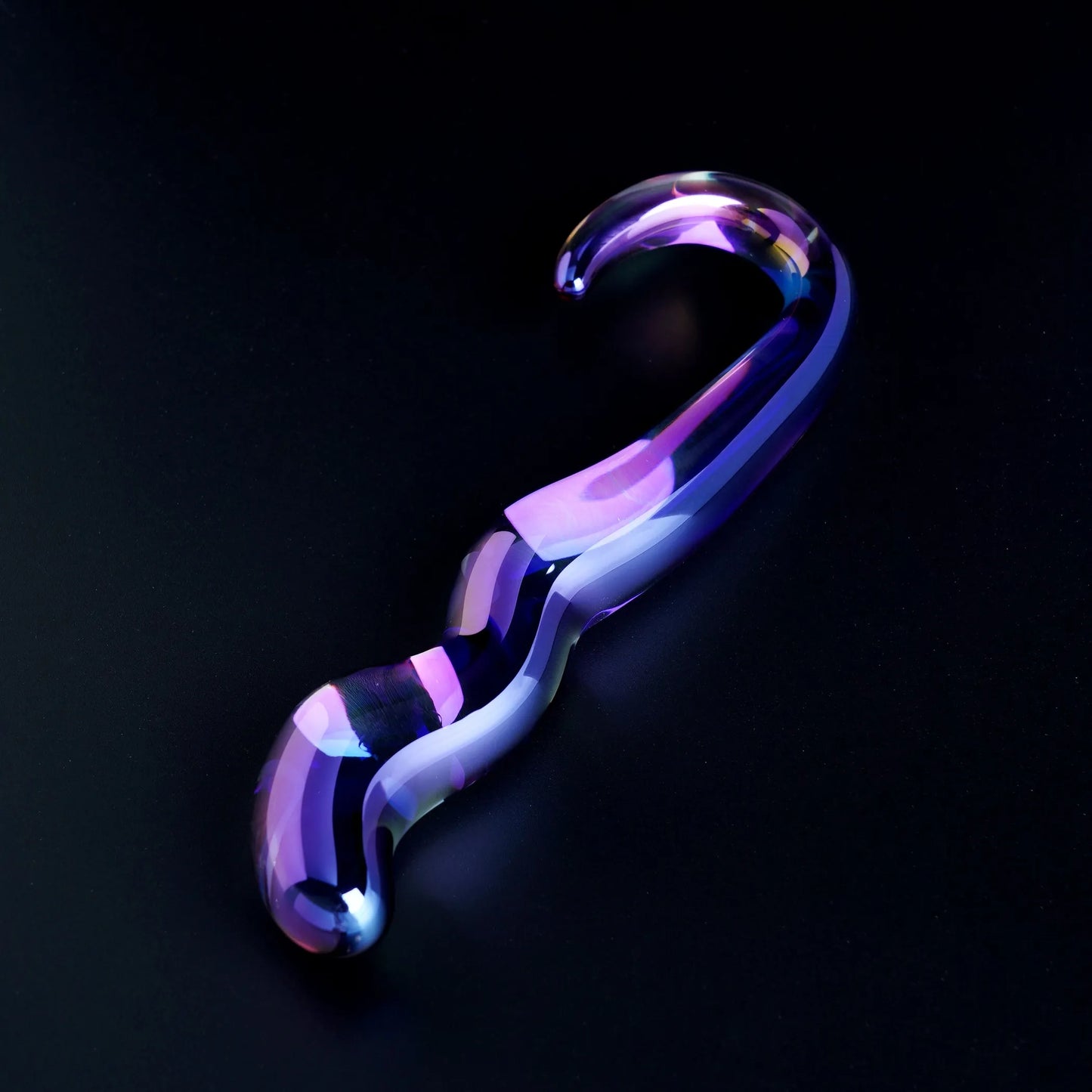 Blue Flame Color Curved Glass Dildo